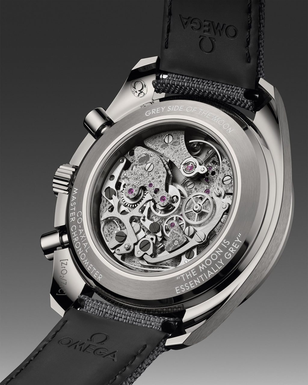 Speedmaster Dark Side of the Moon 44.25 mm, grey ceramic on coated nylon fabric strap - 31092445006001 - View 11