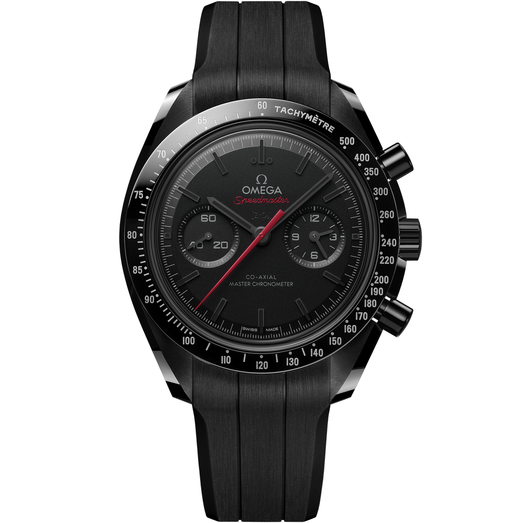 Speedmaster Dark Side of the Moon 44.25 mm, black ceramic on rubber strap - 31092445101001 - View 1