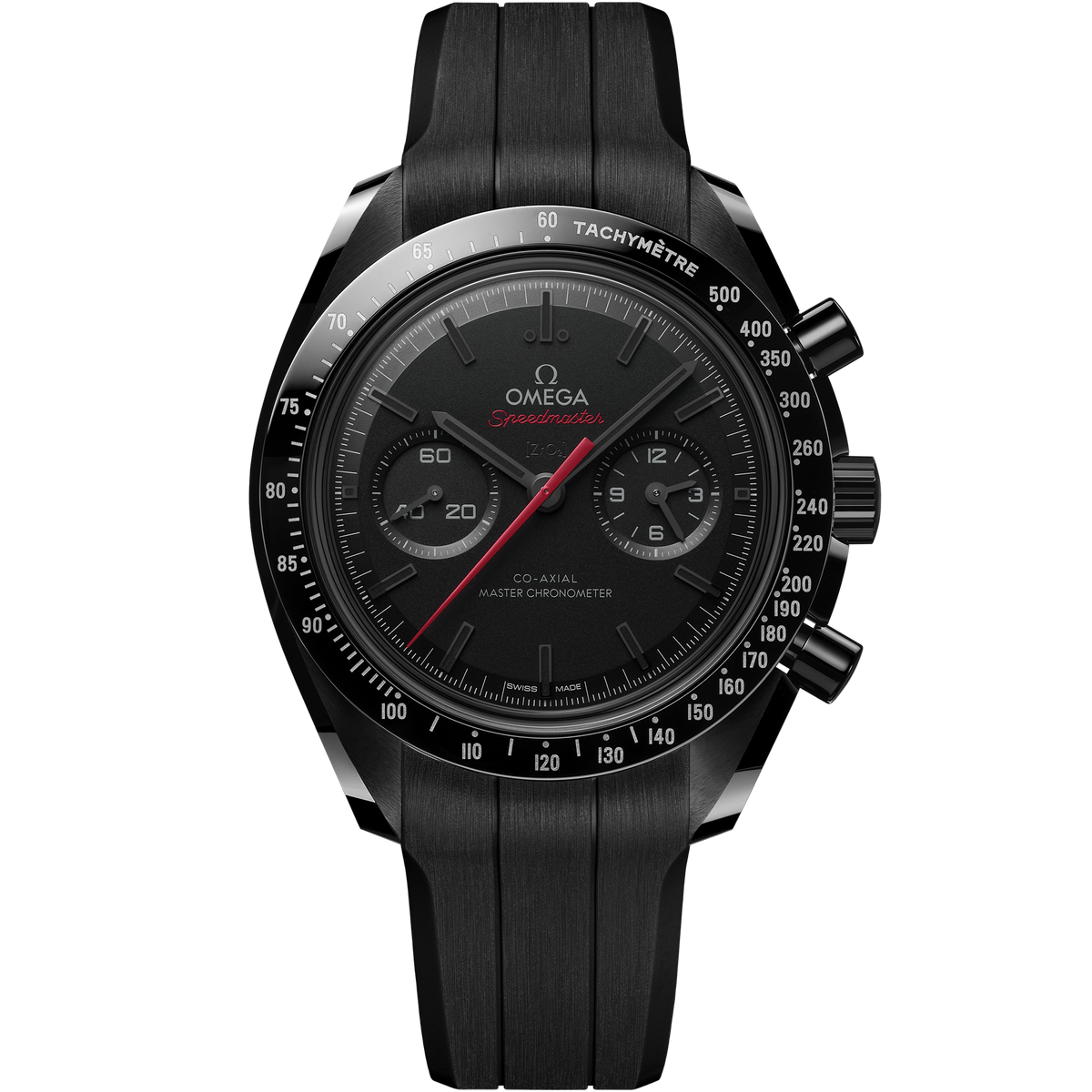 Speedmaster Dark Side of the Moon 44.25 mm, black ceramic on rubber strap - 31092445101001 - View 1
