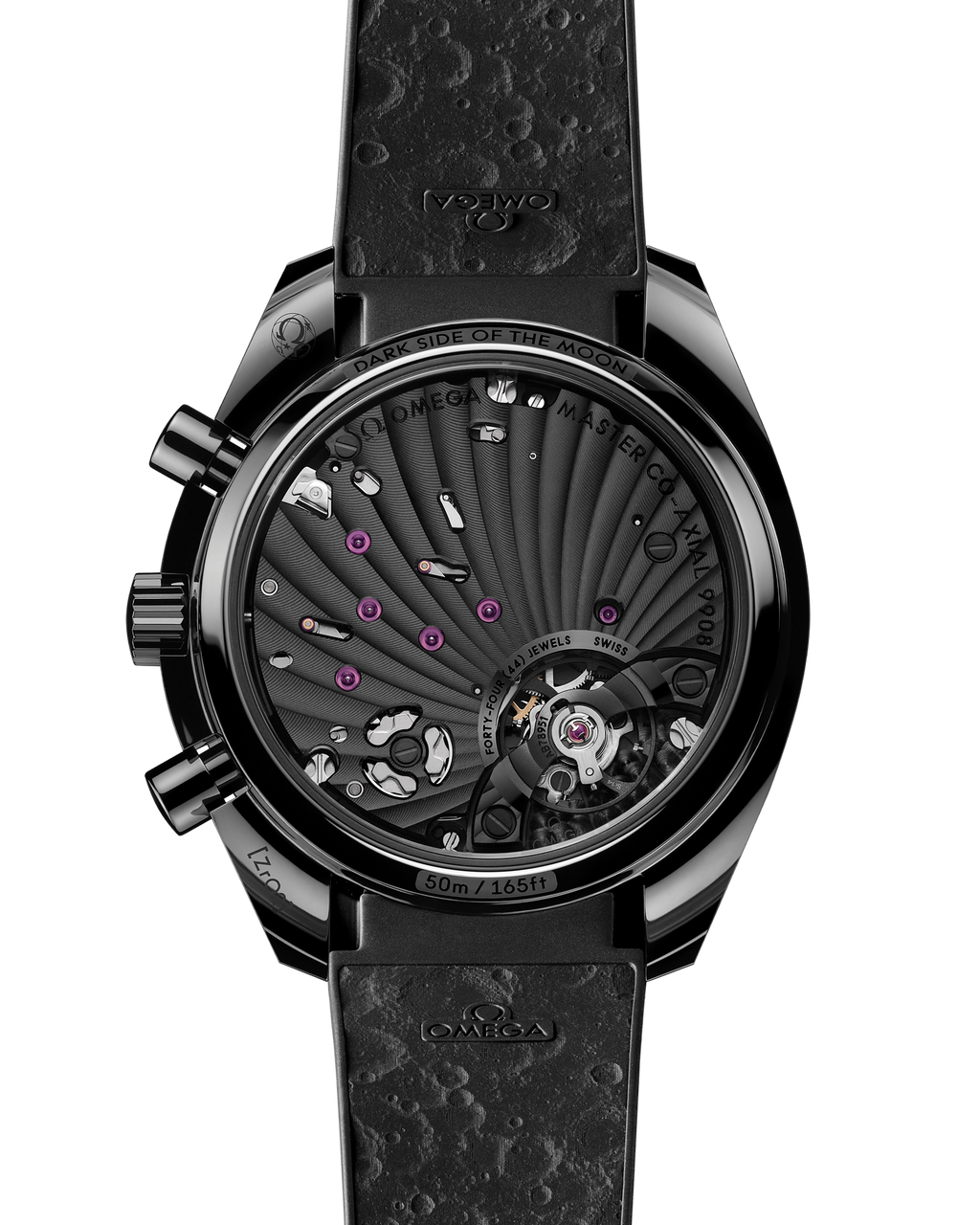 Speedmaster Dark Side of the Moon 44.25 mm, black ceramic on rubber strap - 31092445101001 - View 2