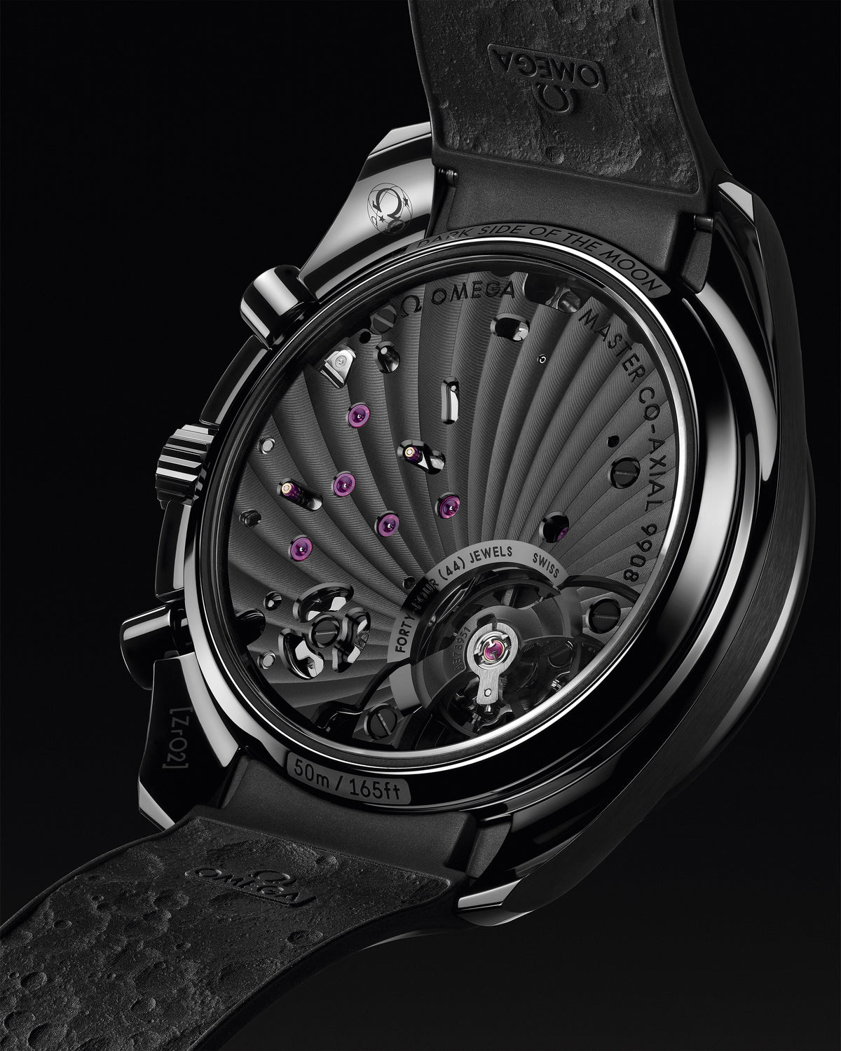 Speedmaster Dark Side of the Moon 44.25 mm, black ceramic on rubber strap - 31092445101001 - View 9