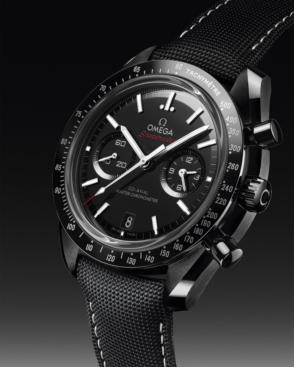 Speedmaster Dark Side of the Moon 44.25 mm, black ceramic on coated nylon fabric strap - 31092445101002 - View 7