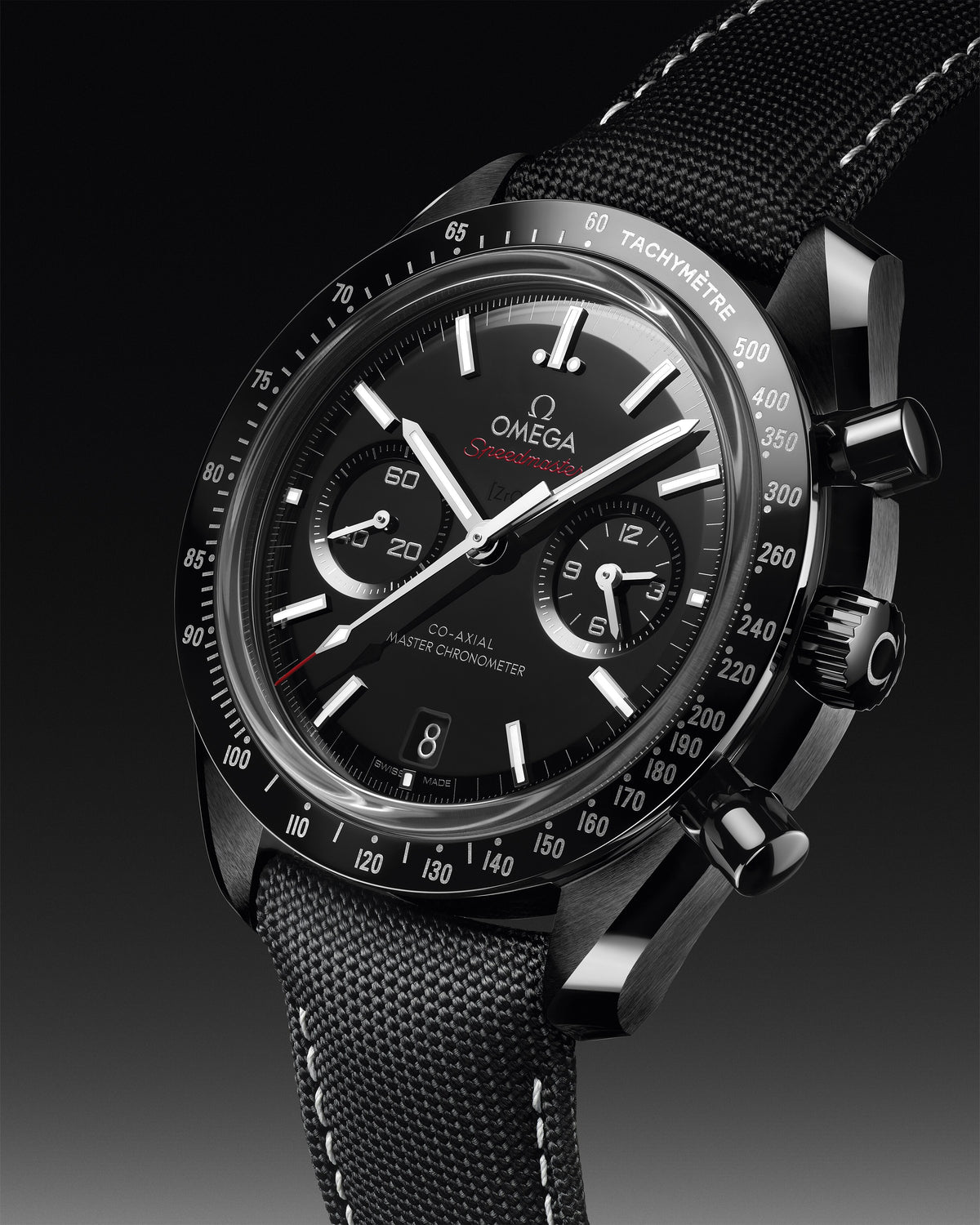 Speedmaster Dark Side of the Moon 44.25 mm, black ceramic on coated nylon fabric strap - 31092445101002 - View 7