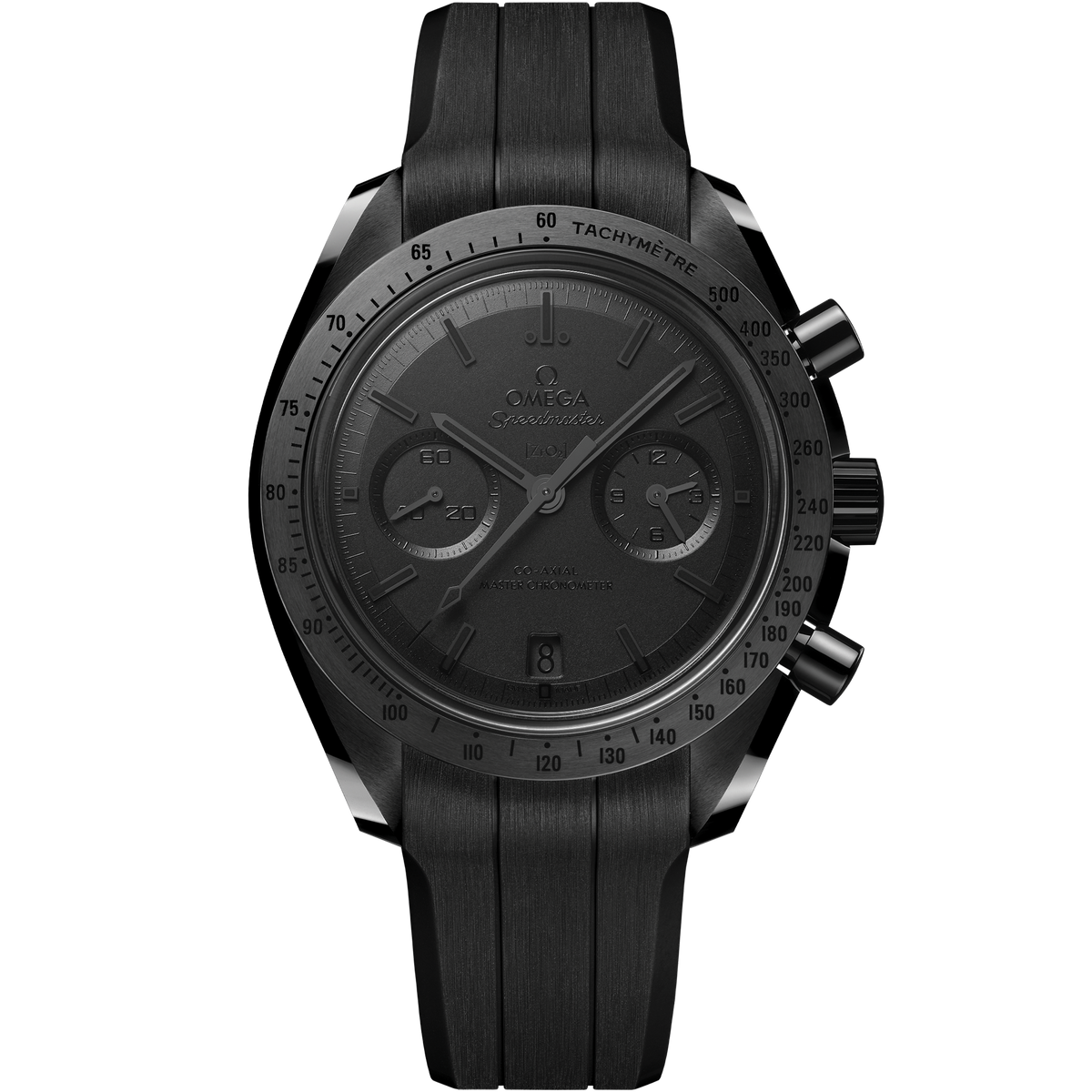 Speedmaster Dark Side of the Moon 44.25 mm, black ceramic on rubber strap - 31092445101005 - View 1