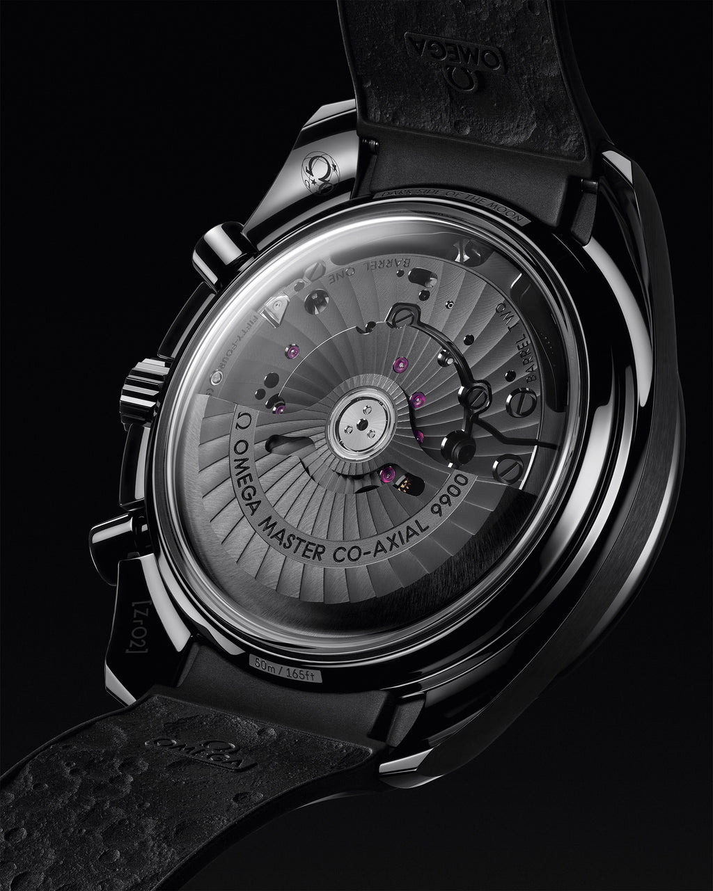 Speedmaster Dark Side of the Moon 44.25 mm, black ceramic on rubber strap - 31092445101005 - View 9