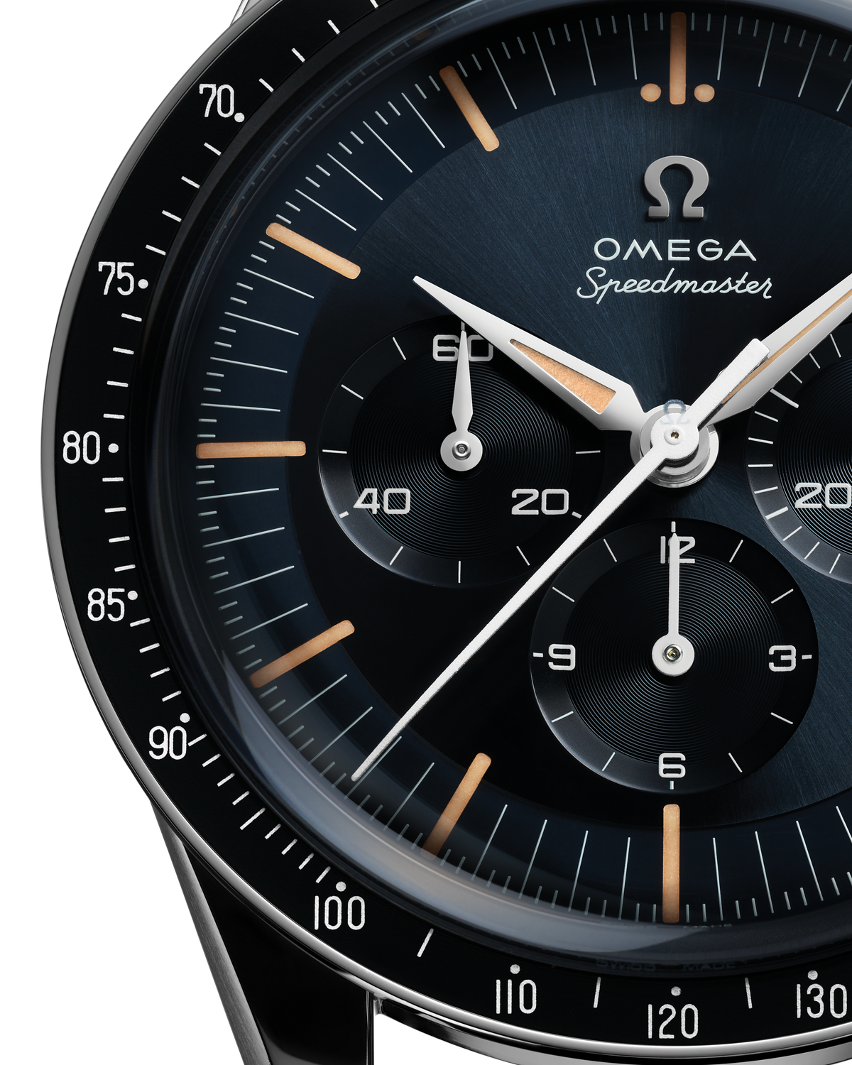 Speedmaster First OMEGA in Space 39.7 mm, steel on leather strap - 31032405006001 - View 3