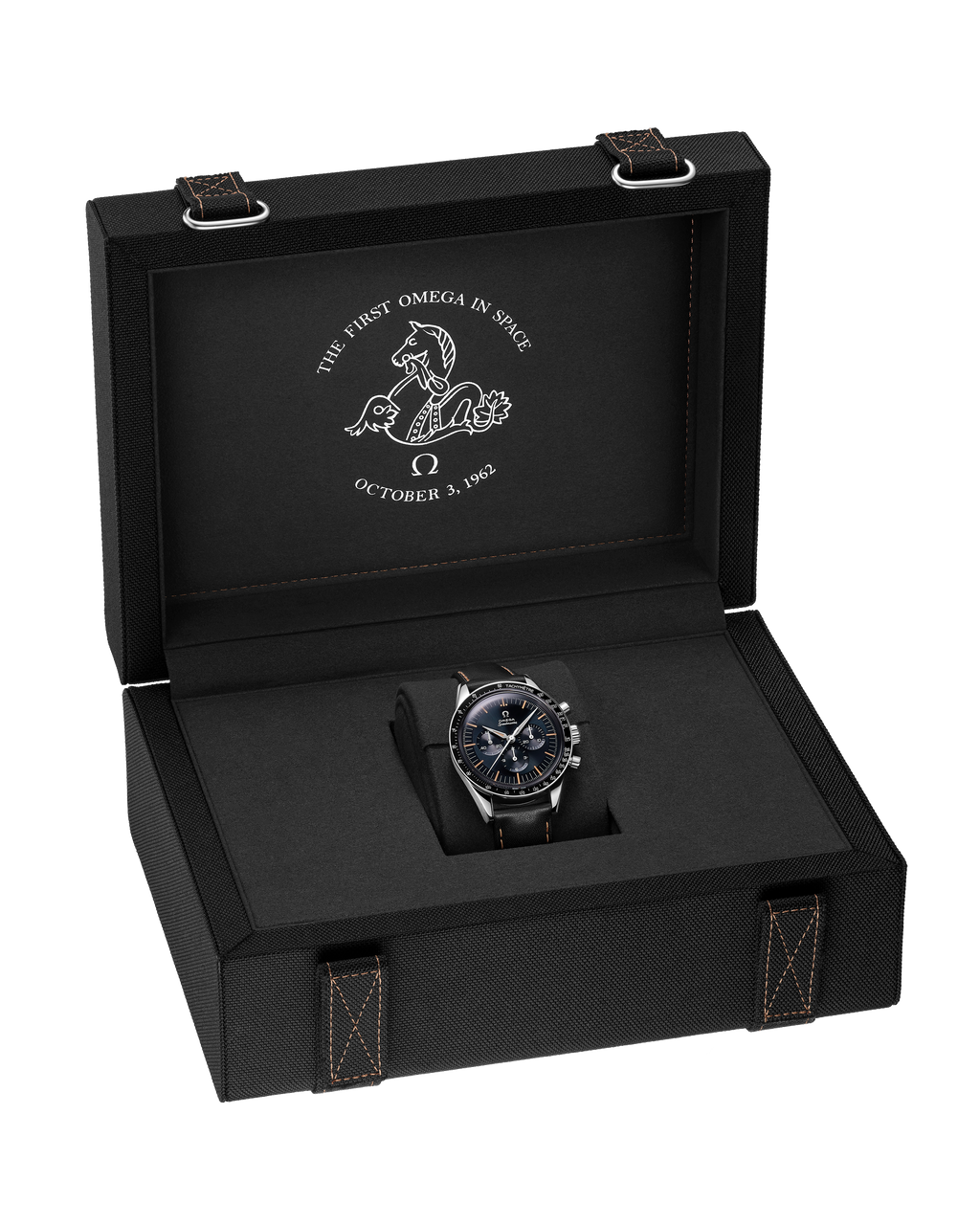 Speedmaster First OMEGA in Space 39.7 mm, steel on leather strap - 31032405006001 - View 11