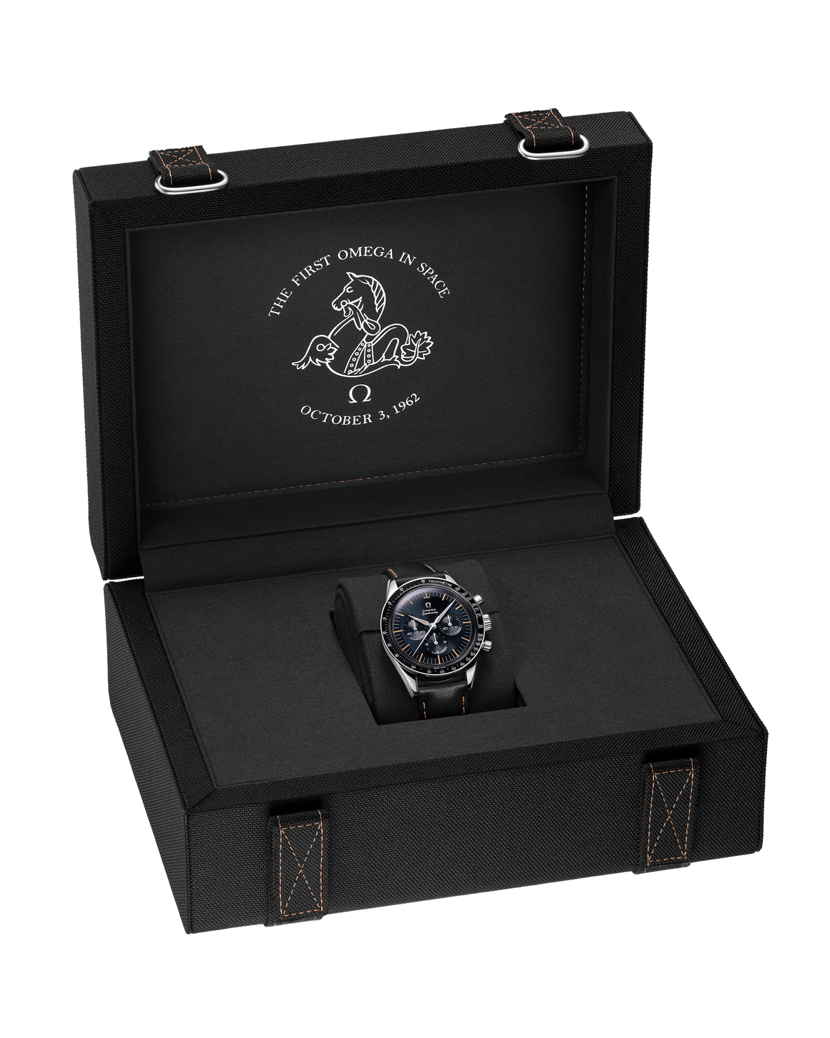 Speedmaster First OMEGA in Space 39.7 mm, steel on leather strap - 31032405006001 - View 11