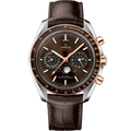 Speedmaster Moonphase 44.25 mm, steel - Sedna™ gold on leather strap - 30423445213001 - View 1