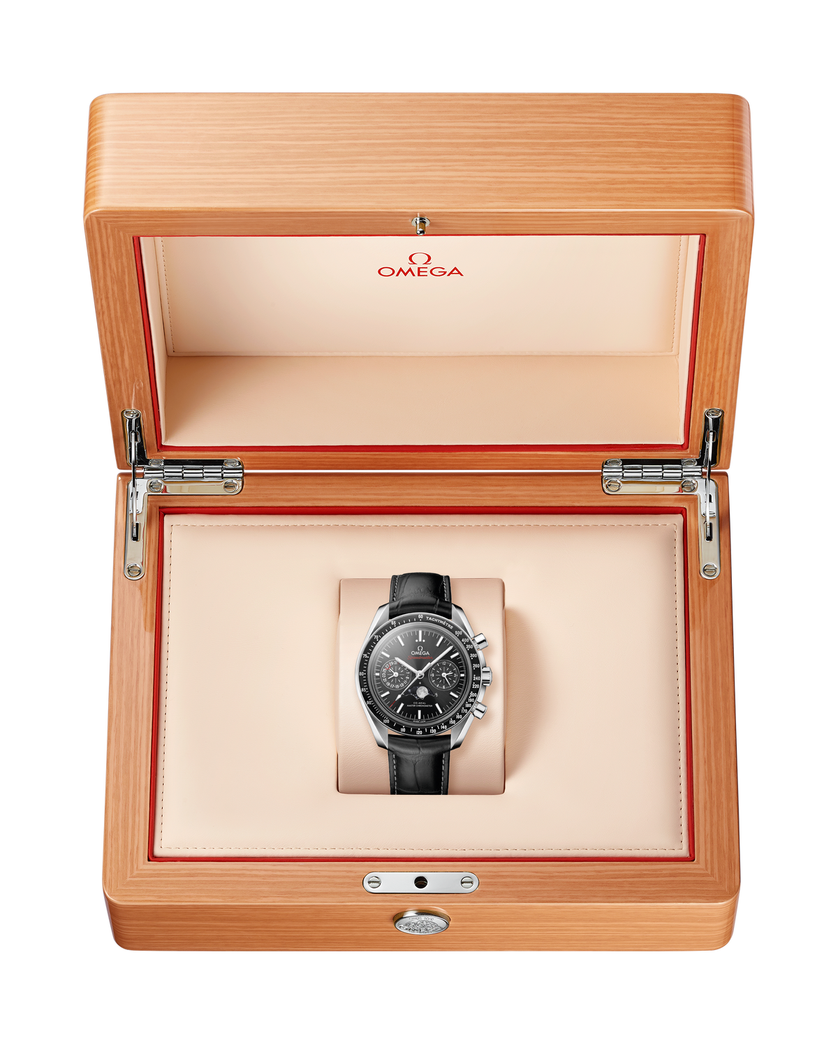 Speedmaster Moonphase 44.25 mm, steel on leather strap - 30433445201001 - View 2