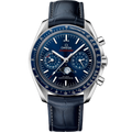 Speedmaster Moonphase 44.25 mm, steel on leather strap - 30433445203001 - View 1