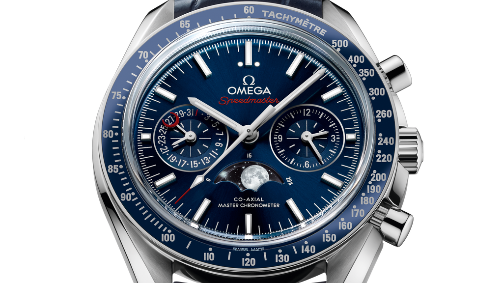 Speedmaster Moonphase 44.25 mm, steel on leather strap - 30433445203001 - View 4