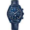 Speedmaster Moonphase 44.25 mm, blue ceramic on leather strap - 30493445203001 - View 1