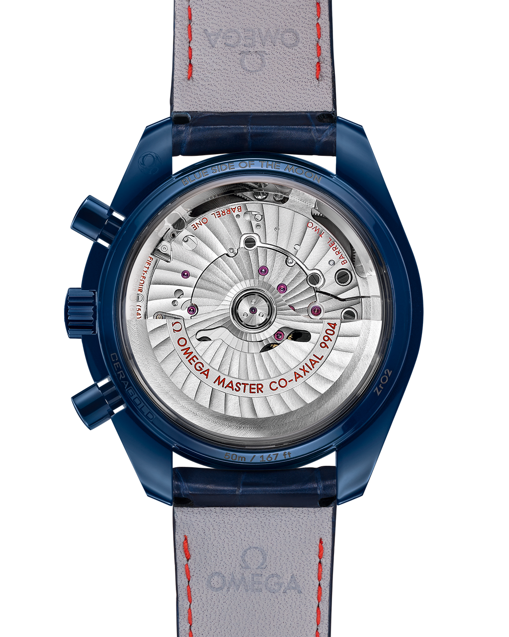 Speedmaster Moonphase 44.25 mm, blue ceramic on leather strap - 30493445203002 - View 2