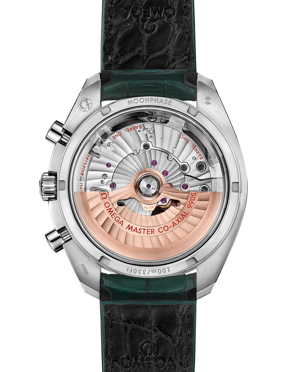 Speedmaster Moonphase 44.25 mm, platinum on leather strap - 30493445299003 - View 2