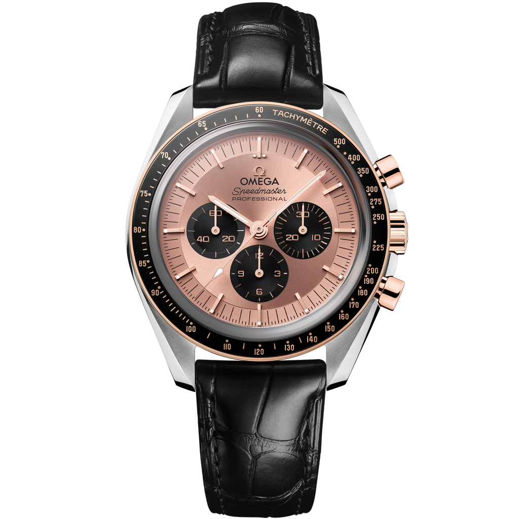 Speedmaster Moonwatch Professional 42 mm, steel - Sedna™ gold on alligator - 31023425099001 - View 1