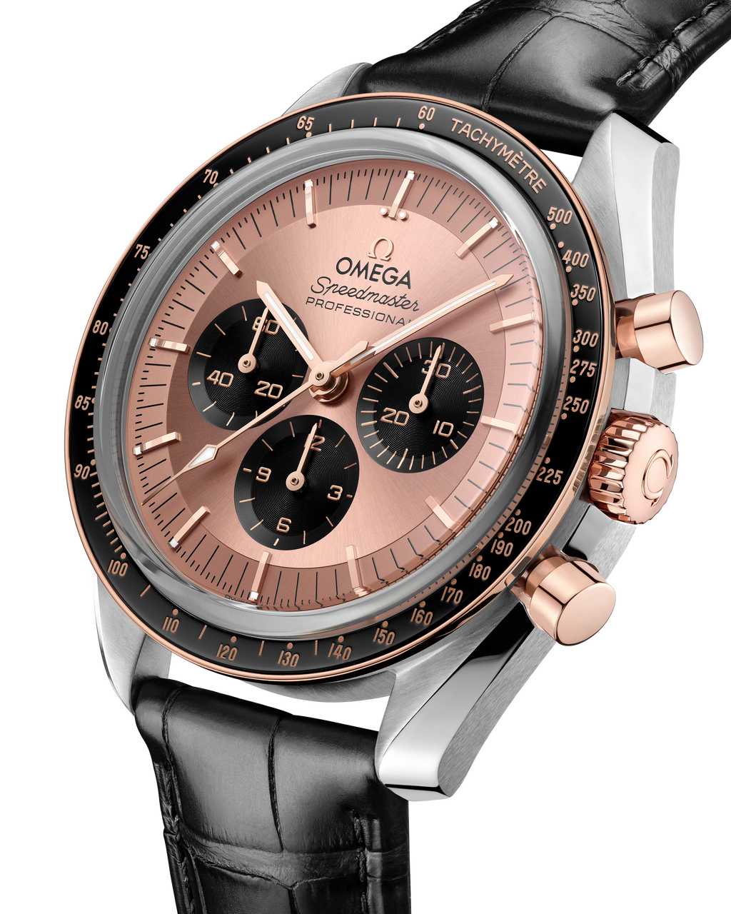 Speedmaster Moonwatch Professional 42 mm, steel - Sedna™ gold on alligator - 31023425099001 - View 3