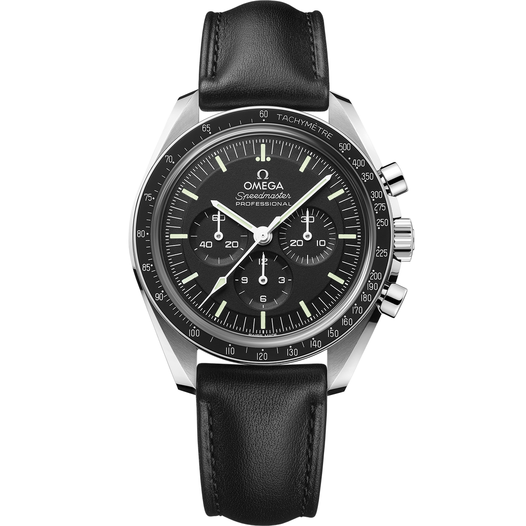 Speedmaster Moonwatch Professional 42 mm, steel on leather strap - 31032425001002 - View 1