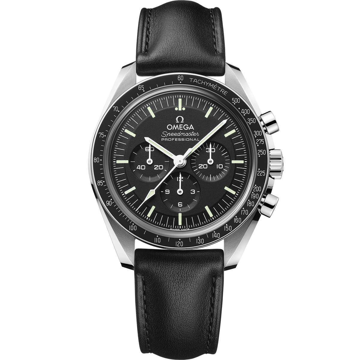 Speedmaster Moonwatch Professional 42 mm, steel on leather strap - 31032425001002 - View 1
