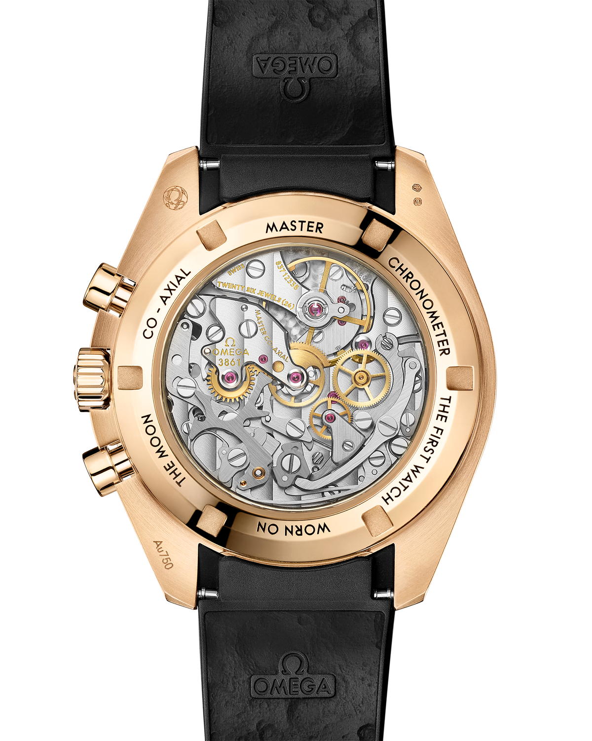 Speedmaster Moonwatch Professional 42 mm, Moonshine™ gold on rubber strap - 31062425099001 - View 2
