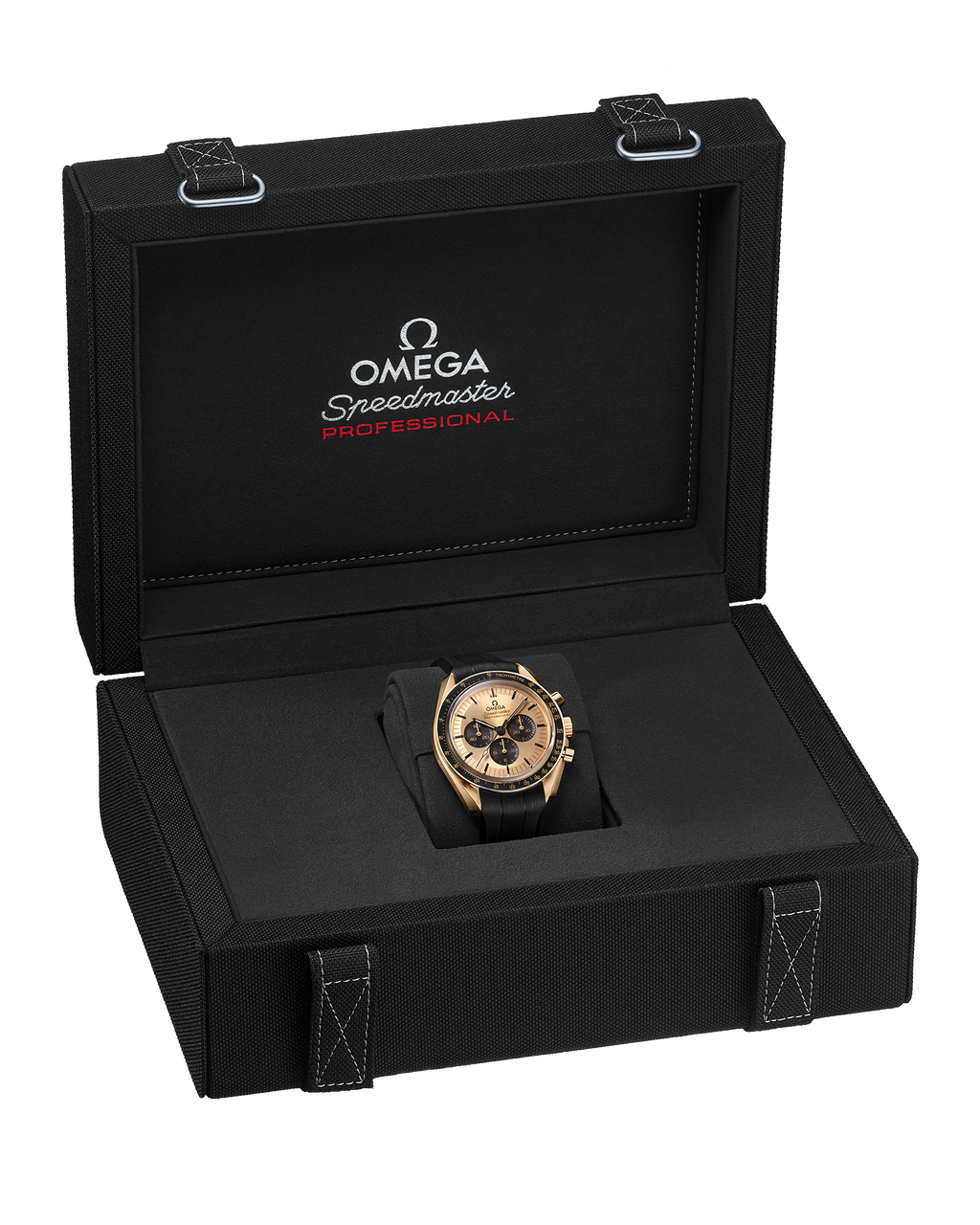 Speedmaster Moonwatch Professional 42 mm, Moonshine™ gold on rubber strap - 31062425099001 - View 5