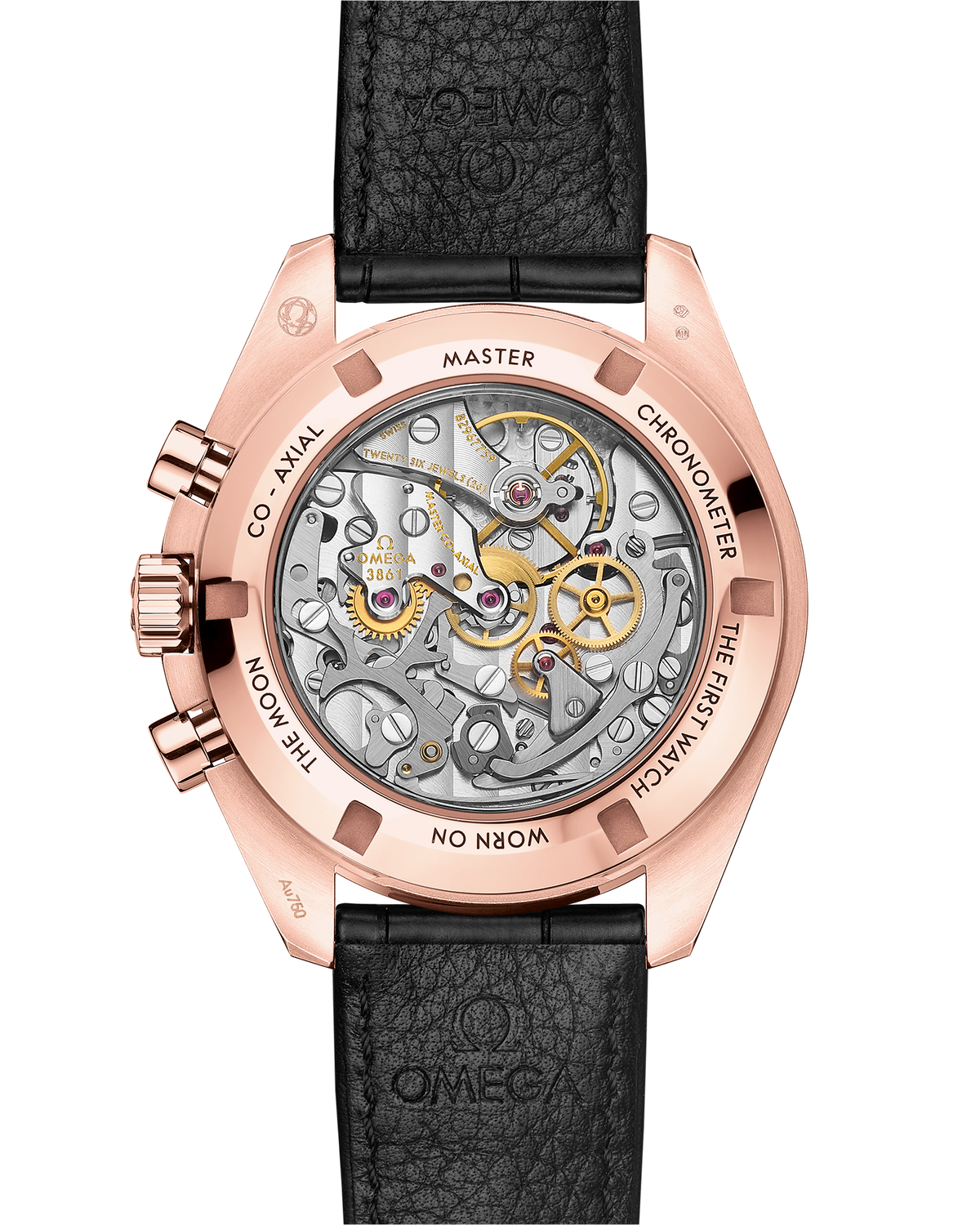 Speedmaster Moonwatch Professional 42 mm, Sedna™ gold on leather strap - 31063425001001 - View 2