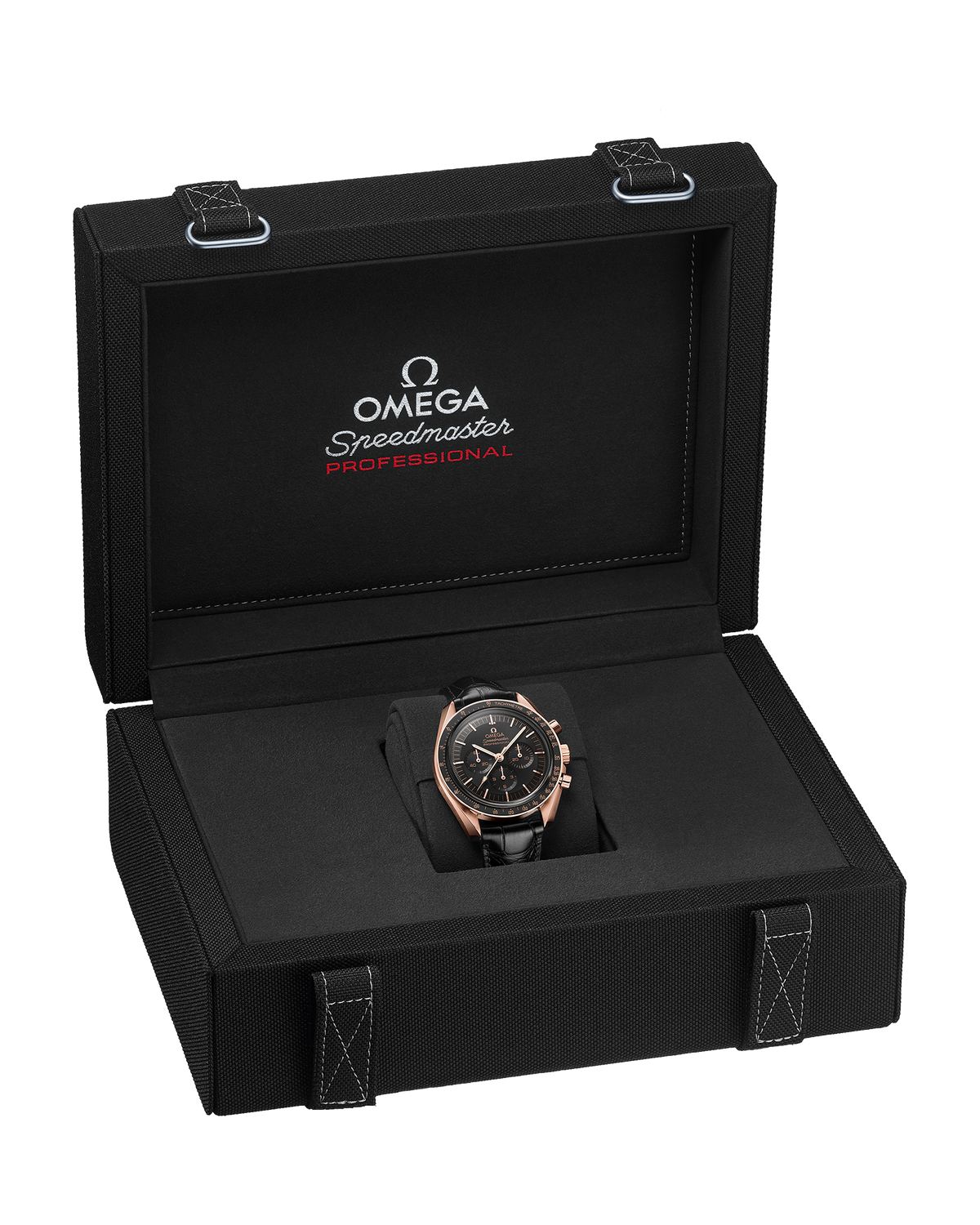 Speedmaster Moonwatch Professional 42 mm, Sedna™ gold on leather strap - 31063425001001 - View 3