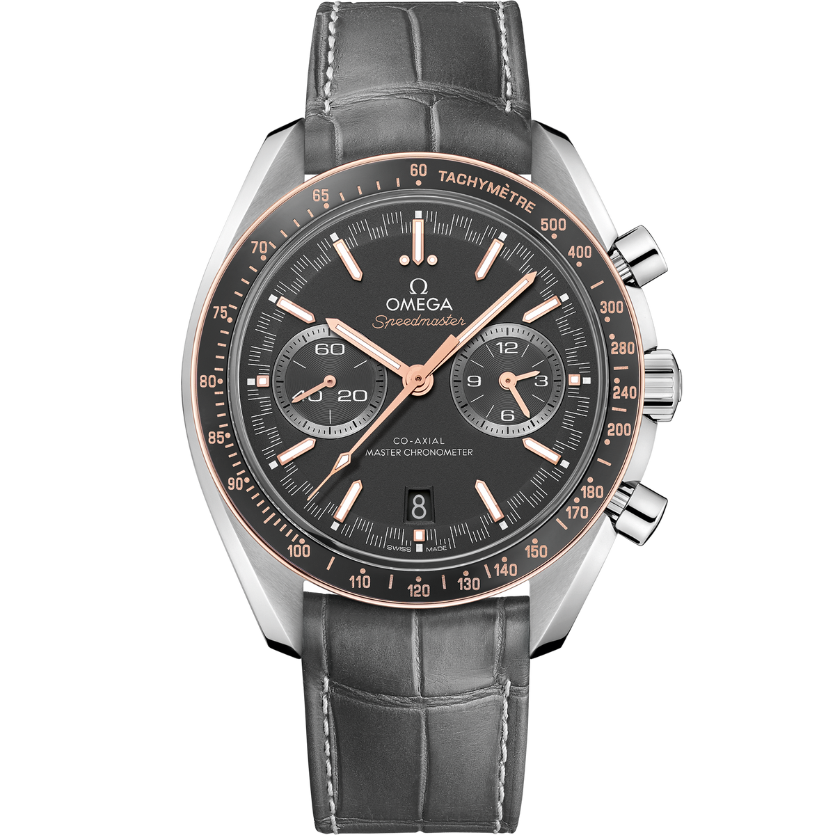 Speedmaster Racing 44.25 mm, steel on leather strap - 32923445106001 - View 1