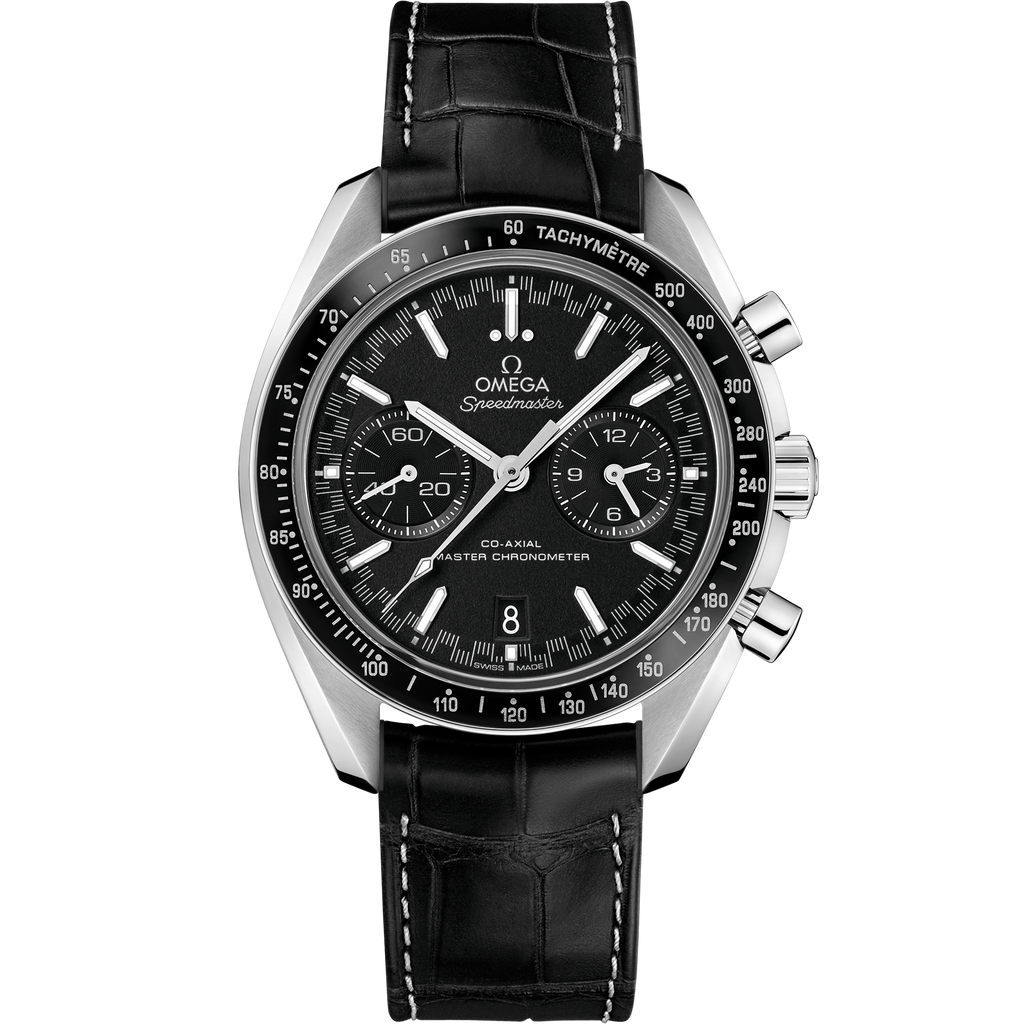 Speedmaster Racing 44.25 mm, steel on leather strap - 32933445101001 - View 1