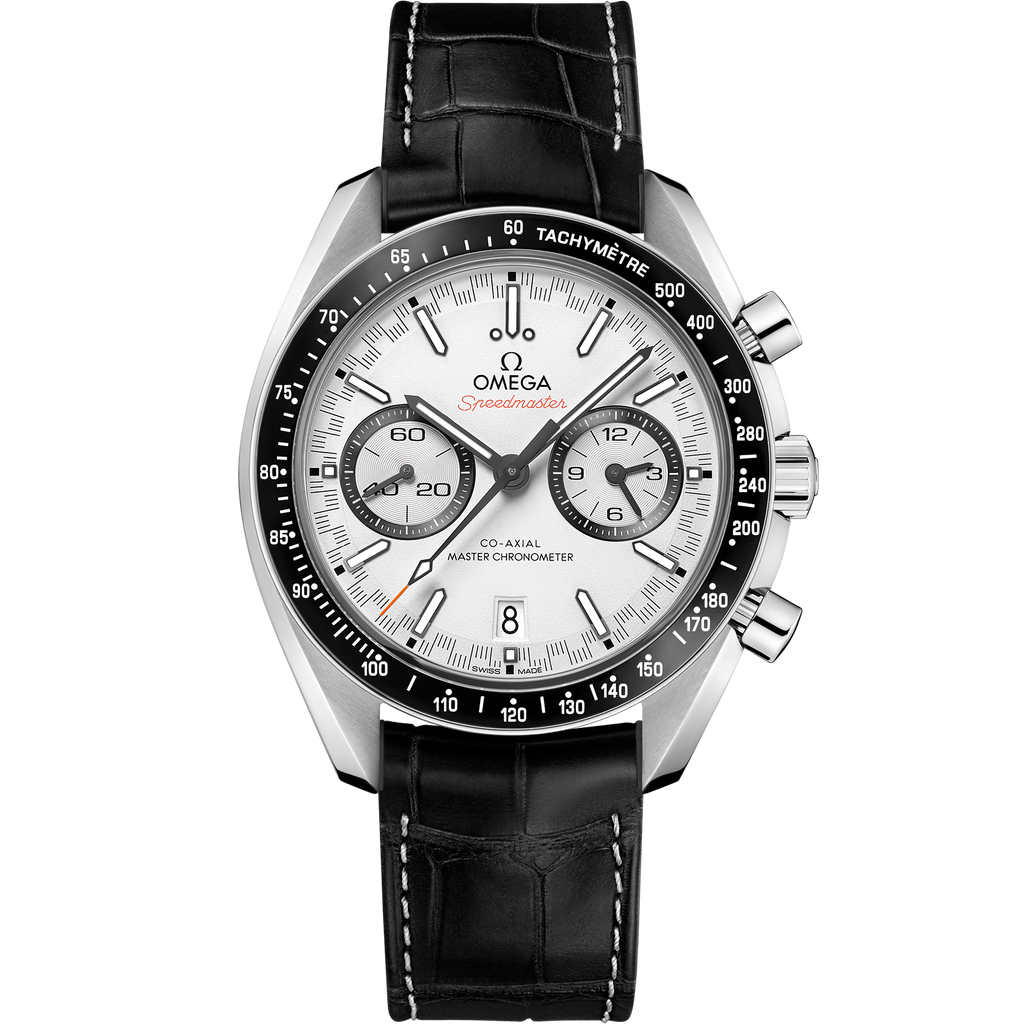 Speedmaster Racing 44.25 mm, steel on leather strap - 32933445104001 - View 1