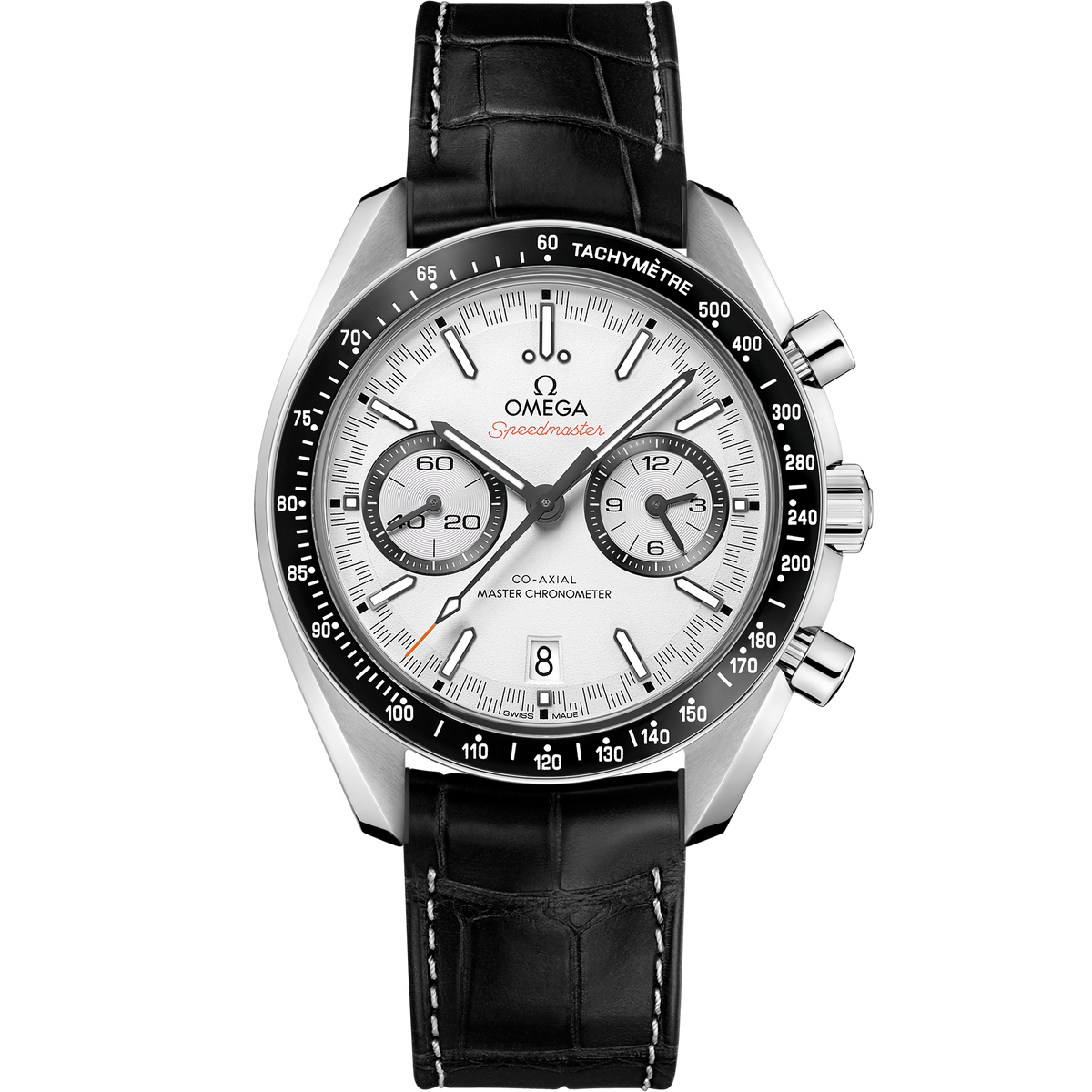 Speedmaster Racing 44.25 mm, steel on leather strap - 32933445104001 - View 1