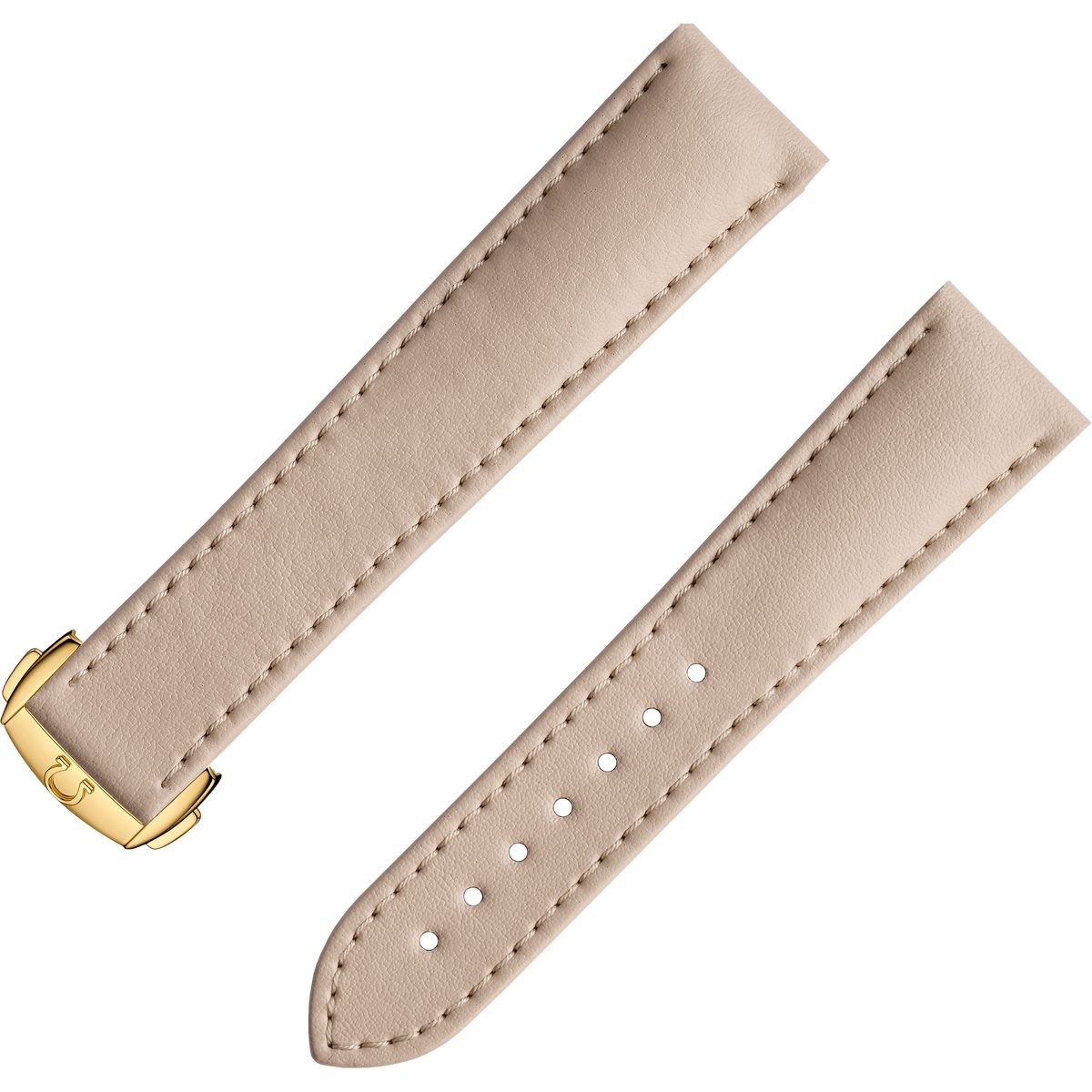 OMEGA Two‑piece strap Beige vegan strap with foldover clasp — 032Z017131W