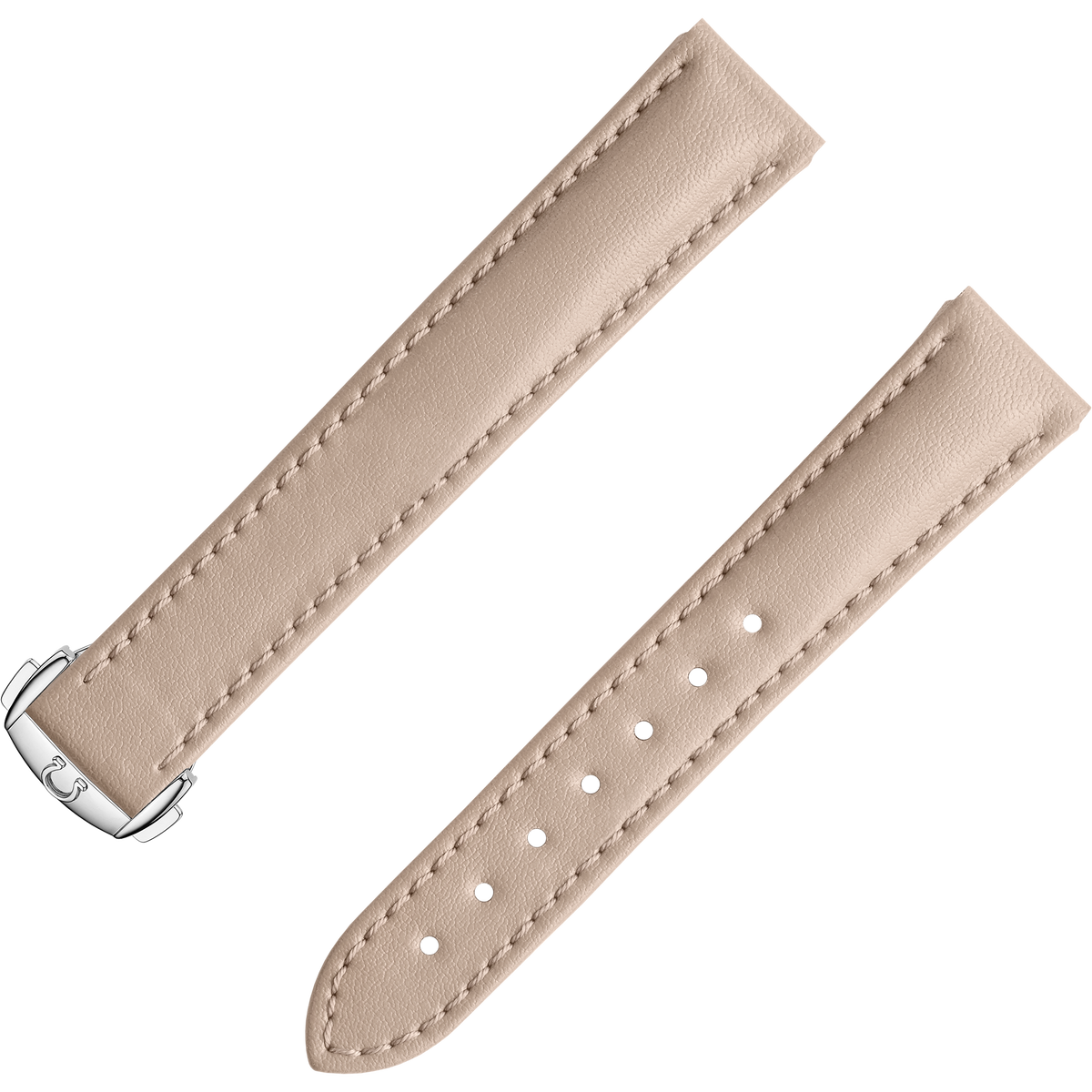 OMEGA Two‑piece strap Beige vegan strap with foldover clasp — 032Z017131W