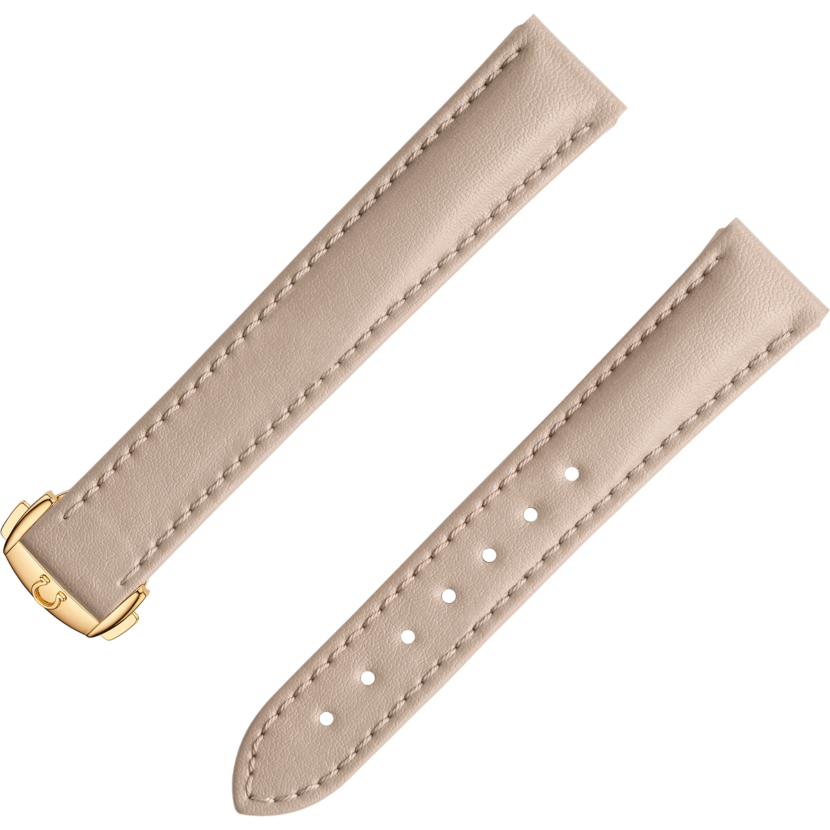OMEGA Two‑piece strap Beige vegan strap with foldover clasp — 032Z017131W