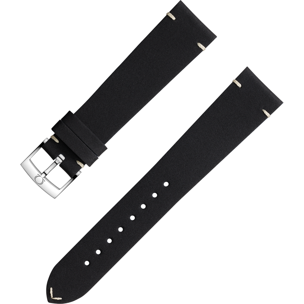OMEGA Two‑piece strap Black leather strap with pin buckle — 032CUZ006675W