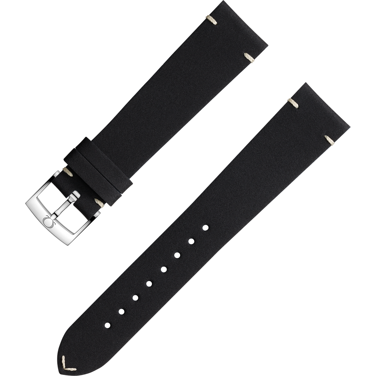 OMEGA Two‑piece strap Black leather strap with pin buckle — 032CUZ006675W