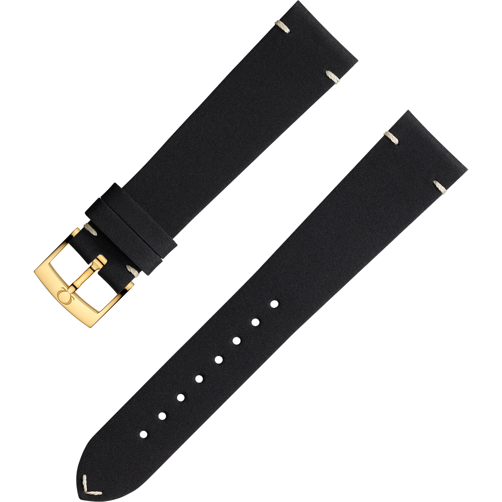 OMEGA Two‑piece strap Black leather strap with pin buckle — 032CUZ006675W