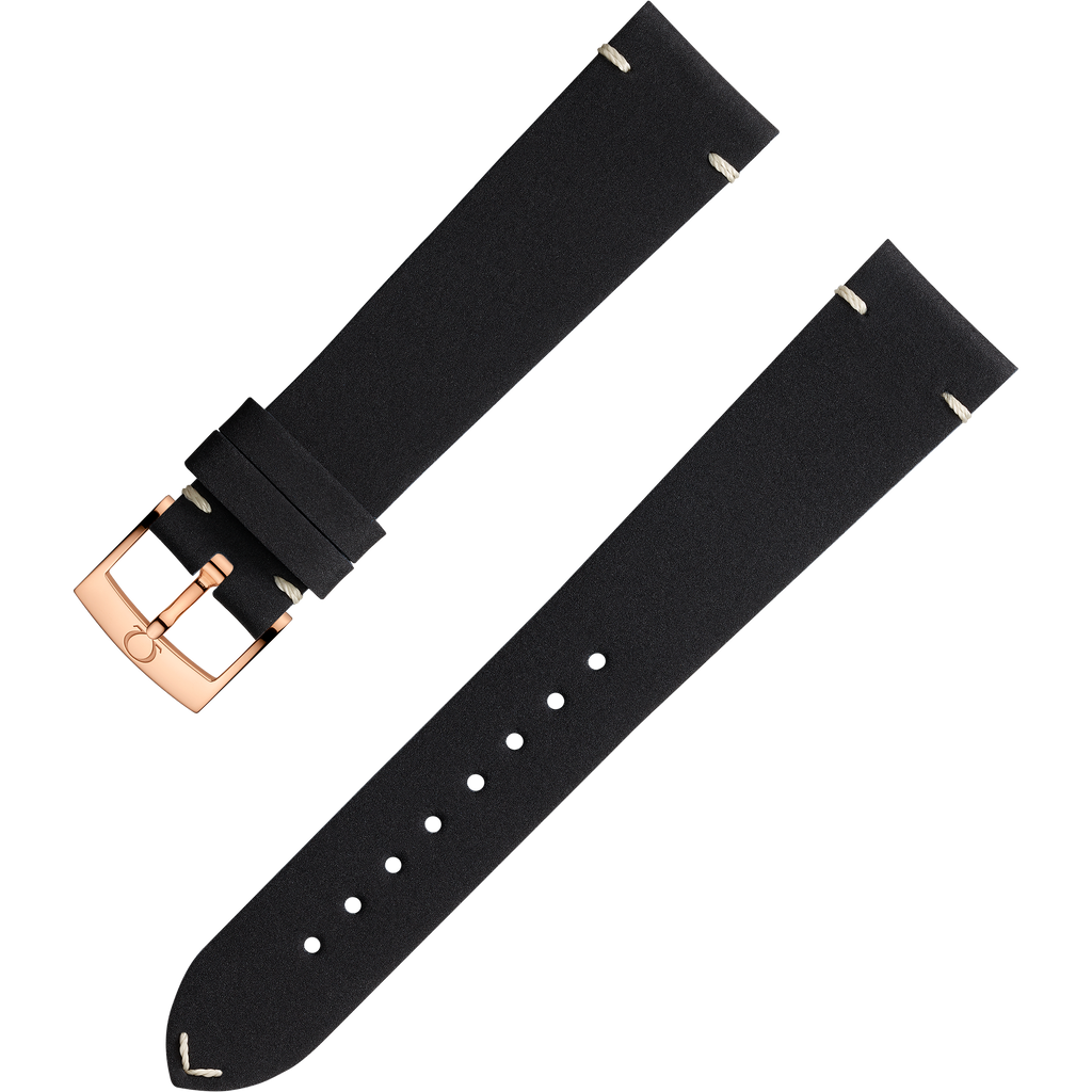 OMEGA Two‑piece strap Black leather strap with pin buckle — 032CUZ006675W