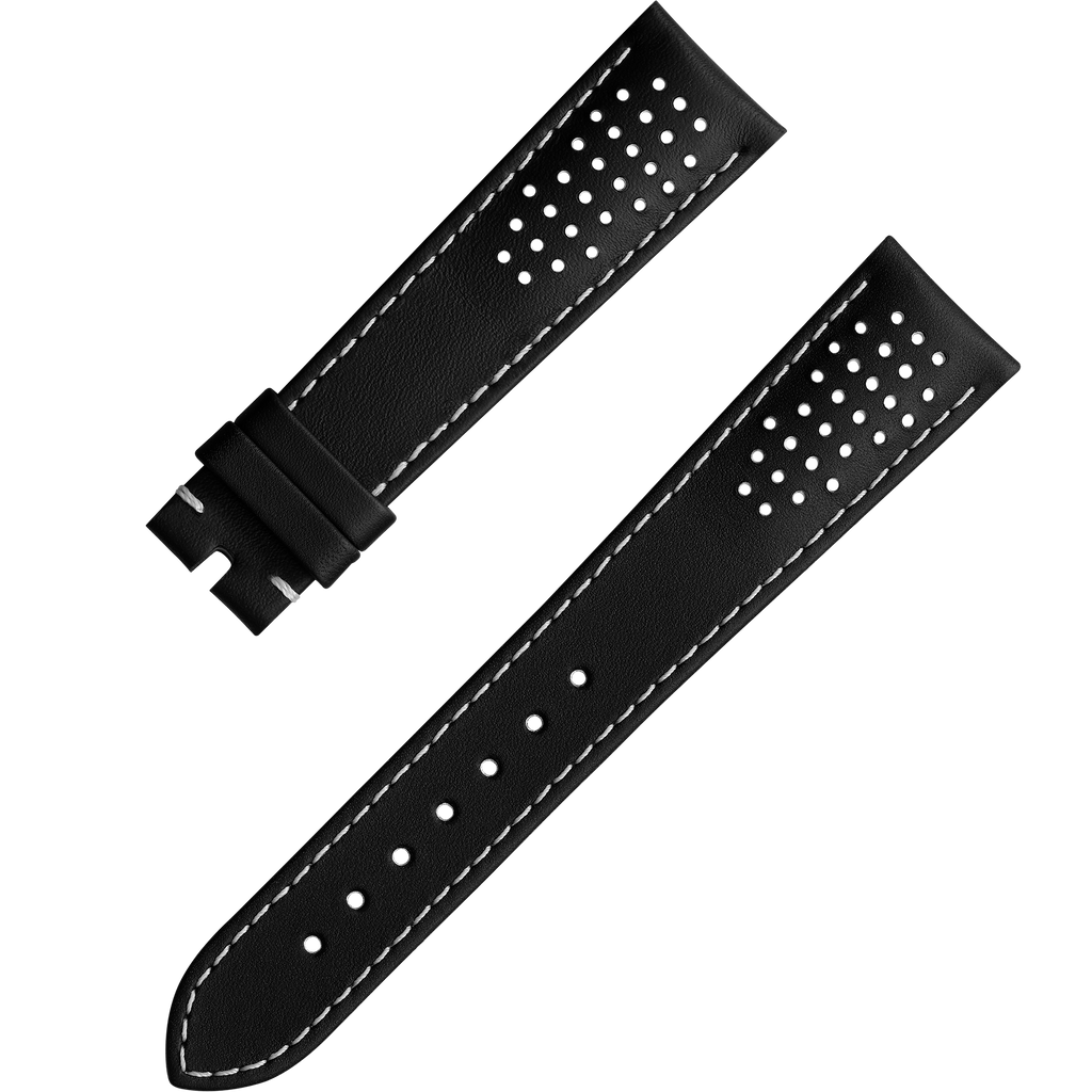 OMEGA Two‑piece strap Black leather strap with pin buckle — 032CUZ009780W