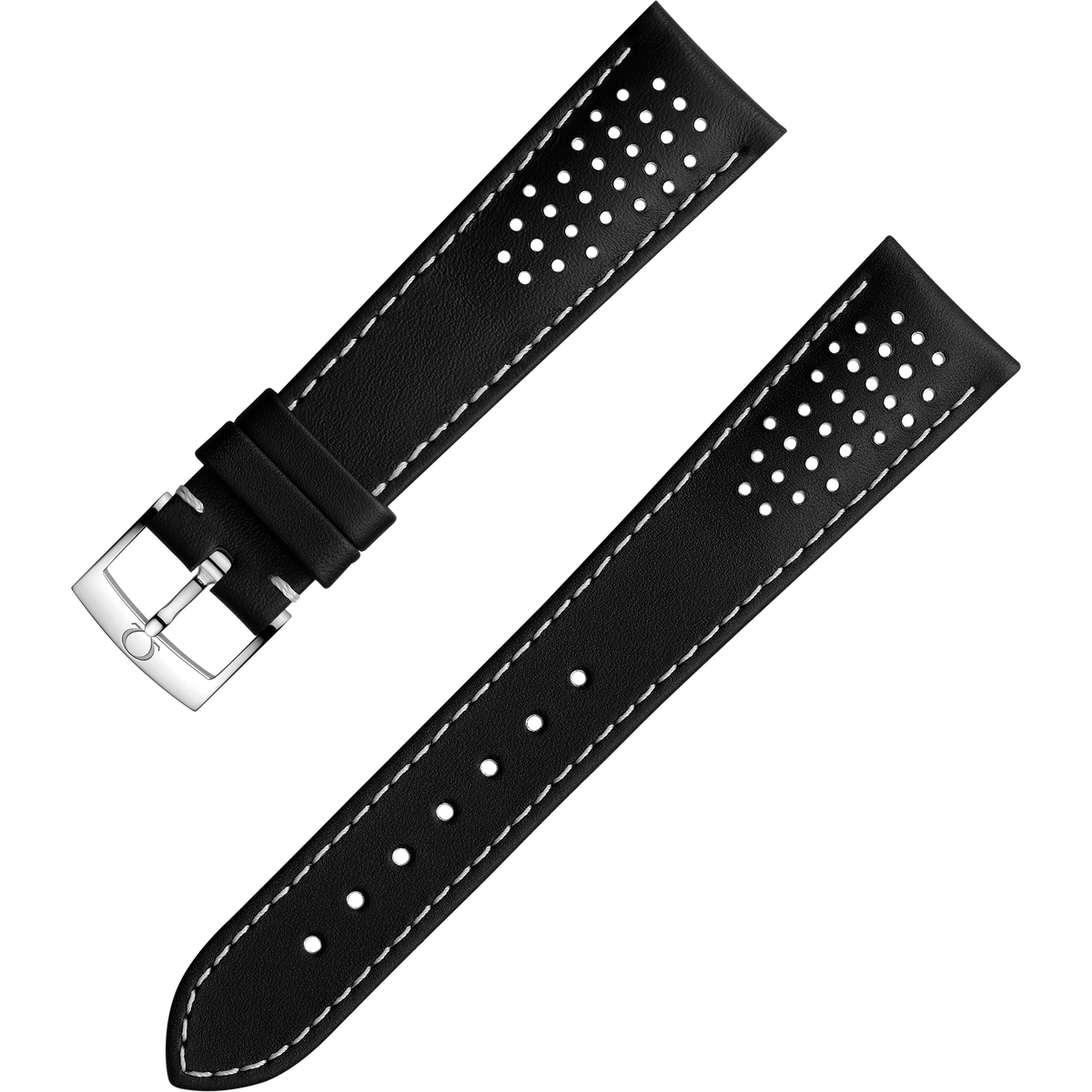 OMEGA Two‑piece strap Black leather strap with pin buckle — 032CUZ009780W