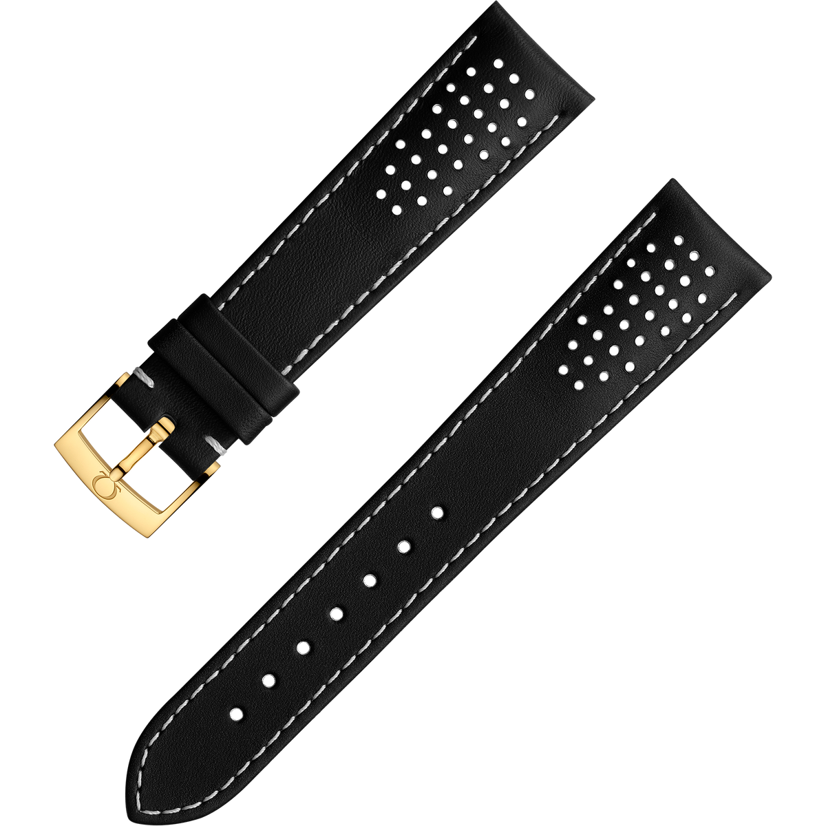 OMEGA Two‑piece strap Black leather strap with pin buckle — 032CUZ009780W