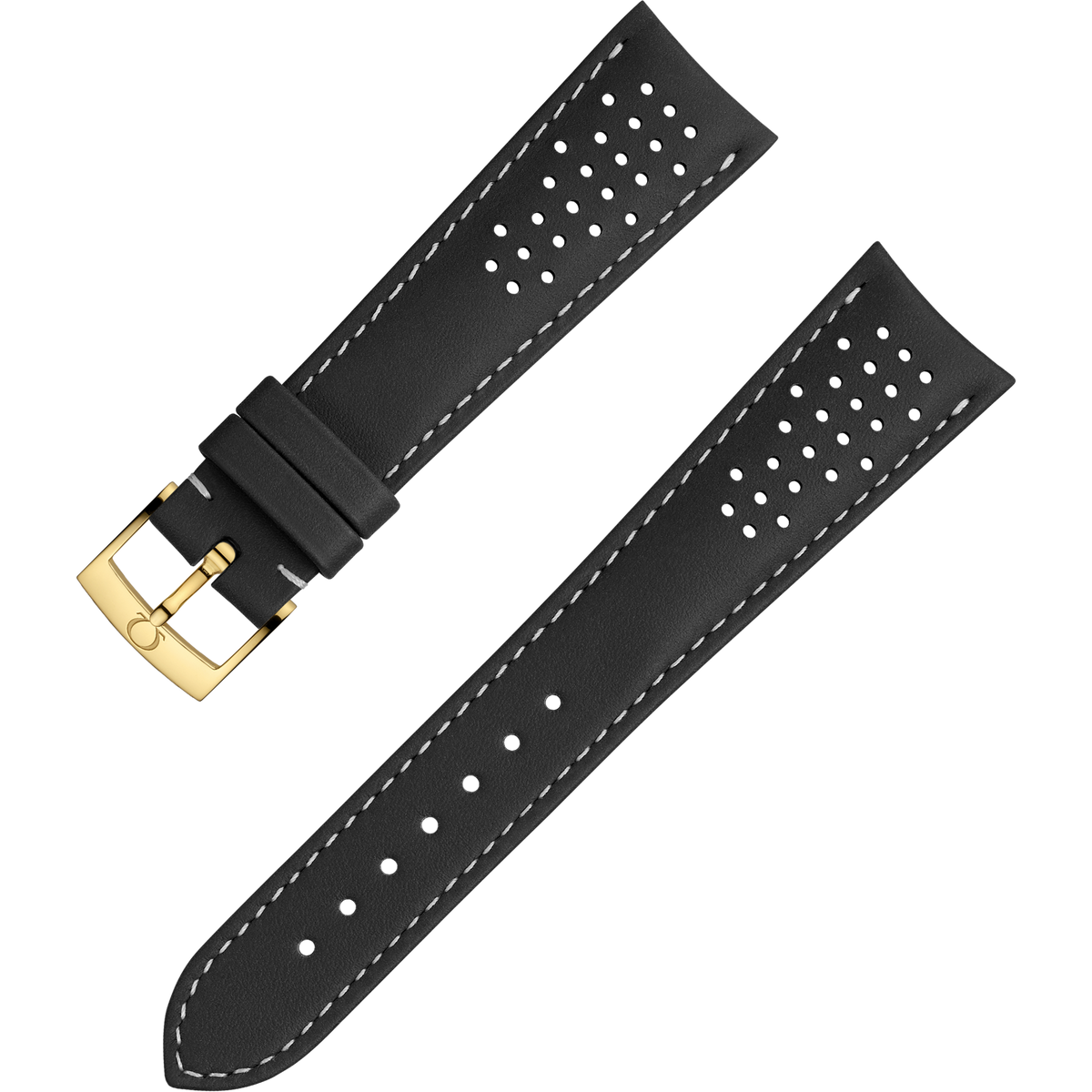 OMEGA Two‑piece strap Black leather strap with pin buckle — 032CUZ010017W
