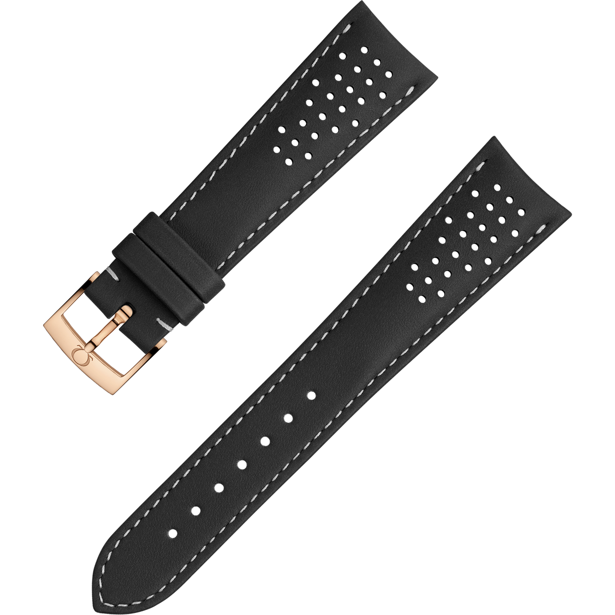 OMEGA Two‑piece strap Black leather strap with pin buckle — 032CUZ010017W