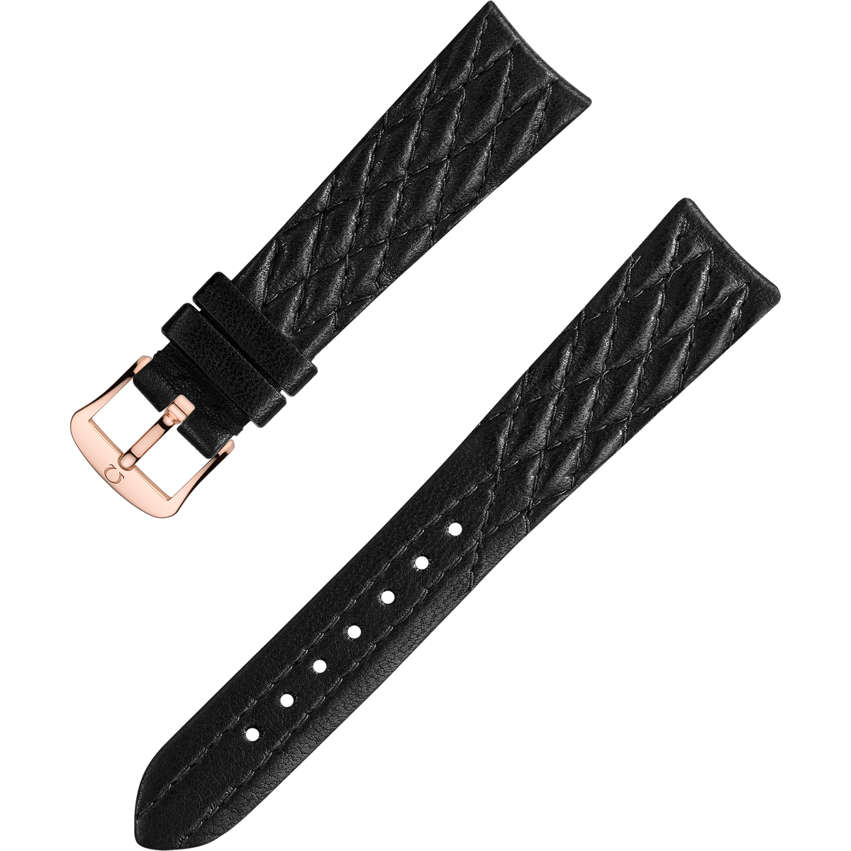OMEGA Two‑piece strap Black leather strap with pin buckle — 032CUZ011300W