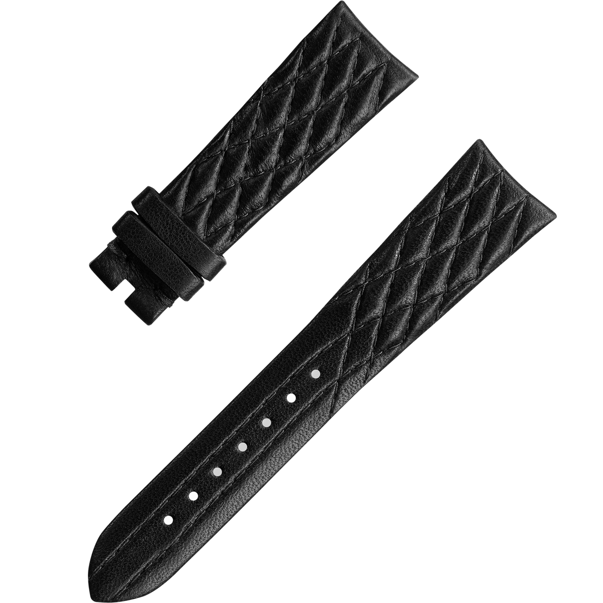 OMEGA Two‑piece strap Black leather strap with pin buckle — 032CUZ011300W