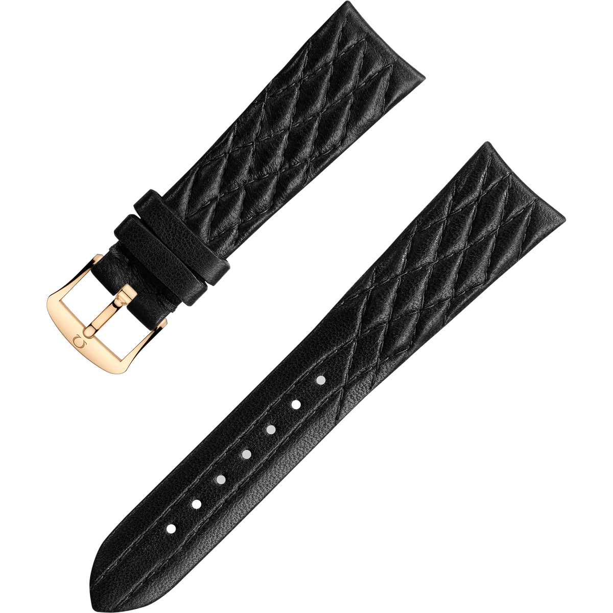 OMEGA Two‑piece strap Black leather strap with pin buckle — 032CUZ011300W