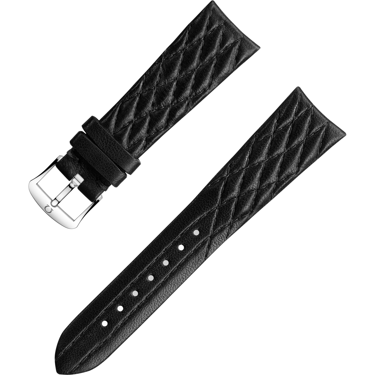OMEGA Two‑piece strap Black leather strap with pin buckle — 032CUZ011300W