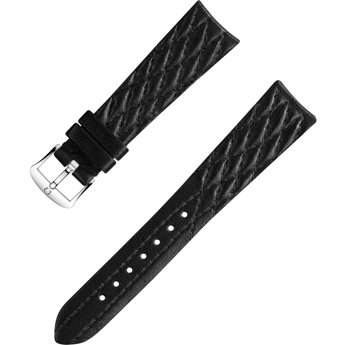 Two-piece strap - Black leather strap with pin buckle - 032CUZ011300W - View 1