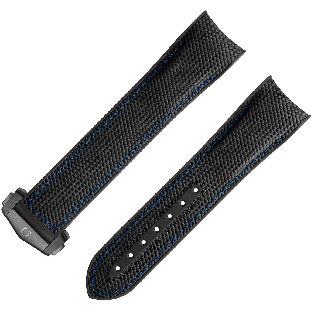 OMEGA Two‑piece strap Black rubber strap with foldover clasp for the Seamaster Planet Ocean 600M — 032CVZ005518W
