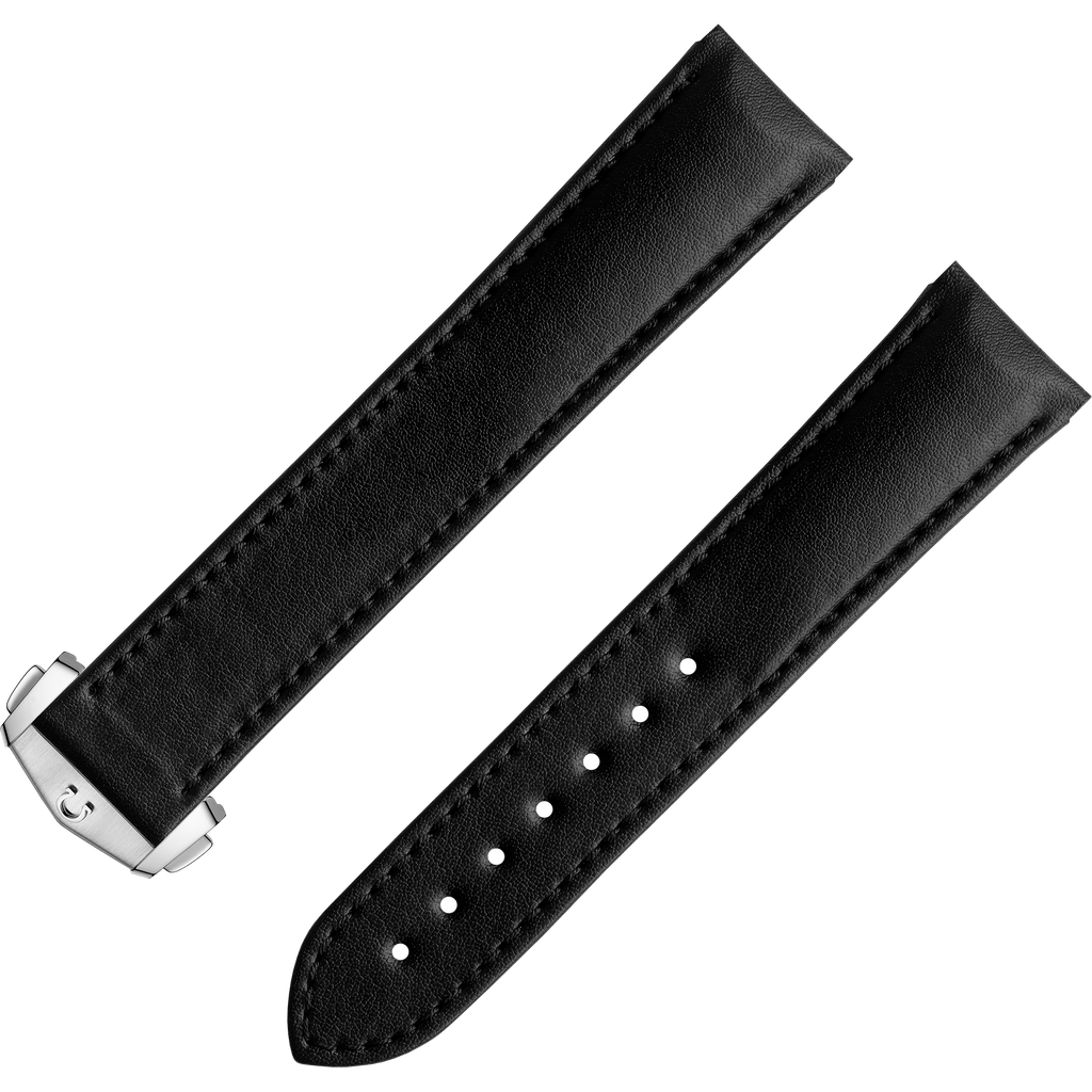 OMEGA Two‑piece strap Black vegan strap with foldover clasp — 032Z017133W